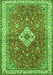 Serging Thickness of Machine Washable Medallion Green Traditional Area Rugs, wshtr4475grn