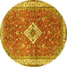 Round Medallion Yellow Traditional Rug, tr4475yw