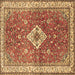 Square Medallion Brown Traditional Rug, tr4475brn