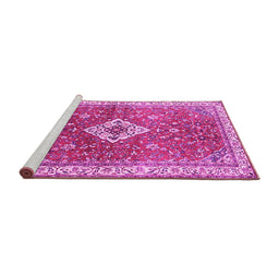 Sideview of Machine Washable Medallion Pink Traditional Rug, wshtr4475pnk