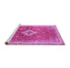 Sideview of Machine Washable Medallion Pink Traditional Rug, wshtr4475pnk