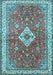 Machine Washable Medallion Light Blue Traditional Rug, wshtr4475lblu