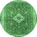 Round Medallion Emerald Green Traditional Rug, tr4475emgrn