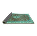 Sideview of Medallion Turquoise Traditional Rug, tr4475turq