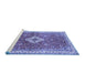 Sideview of Machine Washable Medallion Blue Traditional Rug, wshtr4475blu