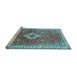 Sideview of Machine Washable Medallion Light Blue Traditional Rug, wshtr4475lblu