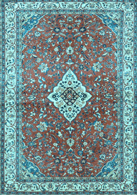 Medallion Light Blue Traditional Rug, tr4475lblu