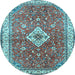 Round Medallion Light Blue Traditional Rug, tr4475lblu