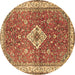 Round Medallion Brown Traditional Rug, tr4475brn