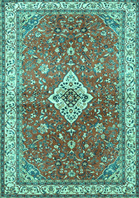 Medallion Turquoise Traditional Rug, tr4475turq