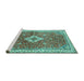 Sideview of Machine Washable Medallion Turquoise Traditional Area Rugs, wshtr4475turq