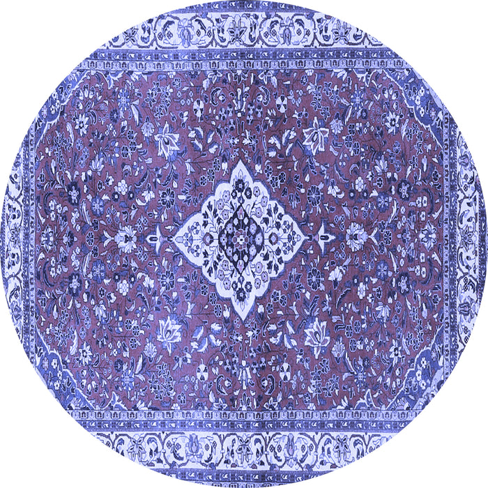 Round Medallion Blue Traditional Rug, tr4475blu