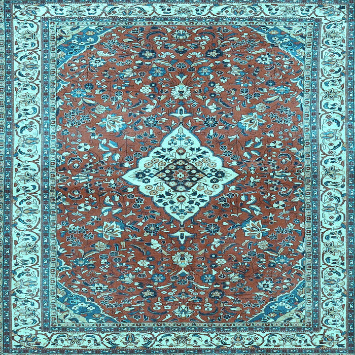 Square Medallion Light Blue Traditional Rug, tr4475lblu