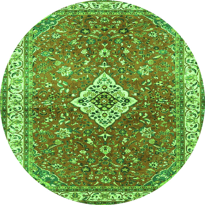 Square Medallion Green Traditional Rug, tr4475grn