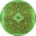 Square Medallion Green Traditional Rug, tr4475grn