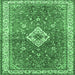 Square Medallion Emerald Green Traditional Rug, tr4475emgrn