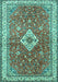 Machine Washable Medallion Turquoise Traditional Area Rugs, wshtr4475turq