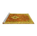 Sideview of Machine Washable Medallion Yellow Traditional Rug, wshtr4475yw