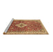 Sideview of Machine Washable Medallion Brown Traditional Rug, wshtr4475brn