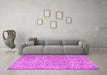 Machine Washable Persian Pink Traditional Rug in a Living Room, wshtr4476pnk