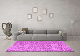 Machine Washable Persian Pink Traditional Rug in a Living Room, wshtr4476pnk