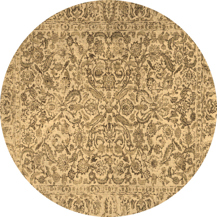 Round Persian Brown Traditional Rug, tr4476brn