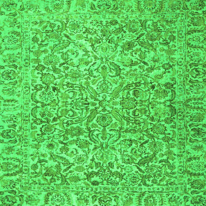 Round Machine Washable Persian Green Traditional Area Rugs, wshtr4476grn