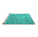 Sideview of Machine Washable Persian Turquoise Traditional Area Rugs, wshtr4476turq