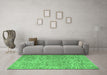 Machine Washable Persian Emerald Green Traditional Area Rugs in a Living Room,, wshtr4476emgrn