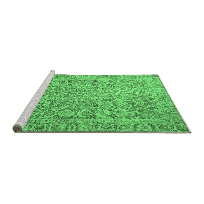 Sideview of Machine Washable Persian Emerald Green Traditional Area Rugs, wshtr4476emgrn