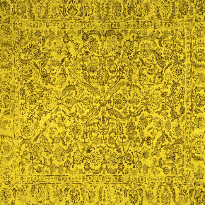 Square Machine Washable Persian Yellow Traditional Rug, wshtr4476yw