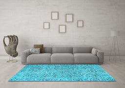 Machine Washable Persian Light Blue Traditional Rug in a Living Room, wshtr4476lblu