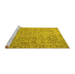 Sideview of Machine Washable Persian Yellow Traditional Rug, wshtr4476yw