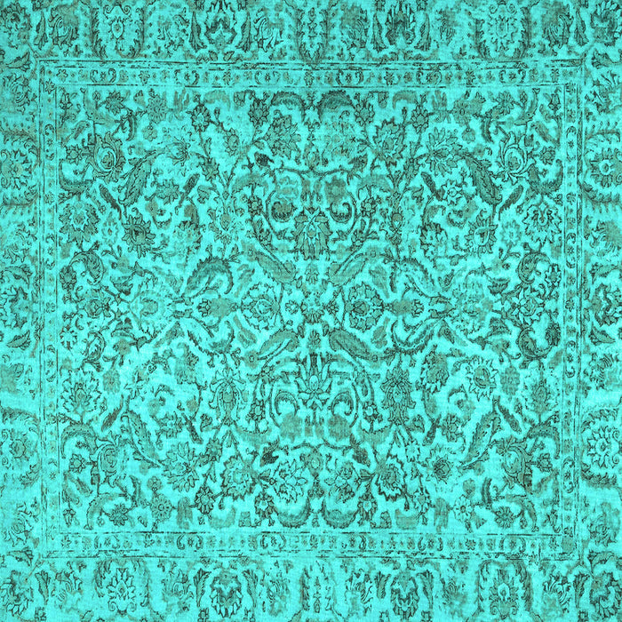 Square Machine Washable Persian Turquoise Traditional Area Rugs, wshtr4476turq