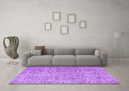 Machine Washable Persian Purple Traditional Area Rugs in a Living Room, wshtr4476pur