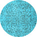 Round Persian Light Blue Traditional Rug, tr4476lblu