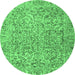 Round Persian Emerald Green Traditional Rug, tr4476emgrn