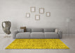 Machine Washable Persian Yellow Traditional Rug in a Living Room, wshtr4476yw