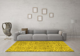 Machine Washable Persian Yellow Traditional Rug in a Living Room, wshtr4476yw