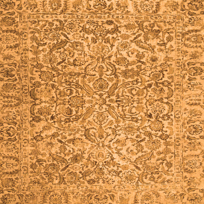 Round Machine Washable Persian Orange Traditional Area Rugs, wshtr4476org