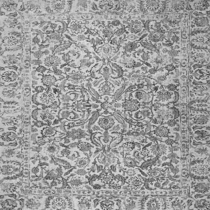 Round Machine Washable Persian Gray Traditional Rug, wshtr4476gry