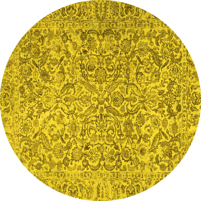 Round Persian Yellow Traditional Rug, tr4476yw