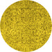 Round Persian Yellow Traditional Rug, tr4476yw