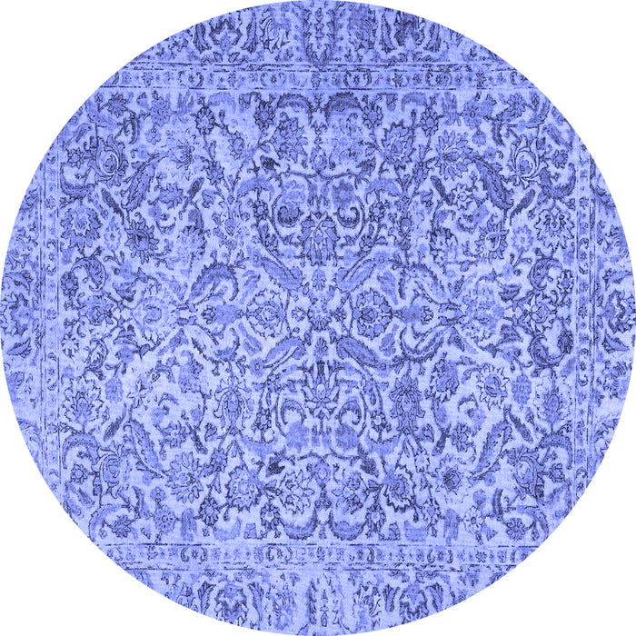 Round Persian Blue Traditional Rug, tr4476blu