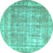 Round Persian Turquoise Traditional Rug, tr4477turq