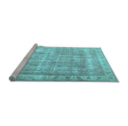 Sideview of Machine Washable Persian Light Blue Traditional Rug, wshtr4477lblu