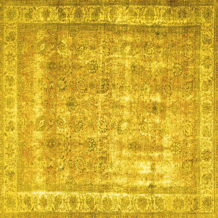 Square Machine Washable Persian Yellow Traditional Rug, wshtr4477yw