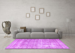 Machine Washable Persian Purple Traditional Area Rugs in a Living Room, wshtr4477pur