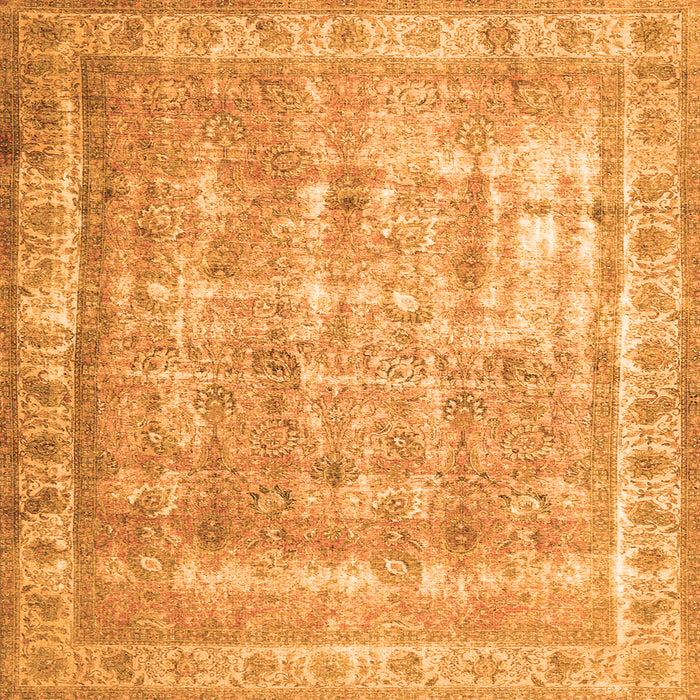 Round Machine Washable Persian Orange Traditional Area Rugs, wshtr4477org