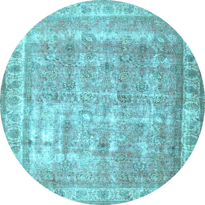 Round Machine Washable Persian Light Blue Traditional Rug, wshtr4477lblu